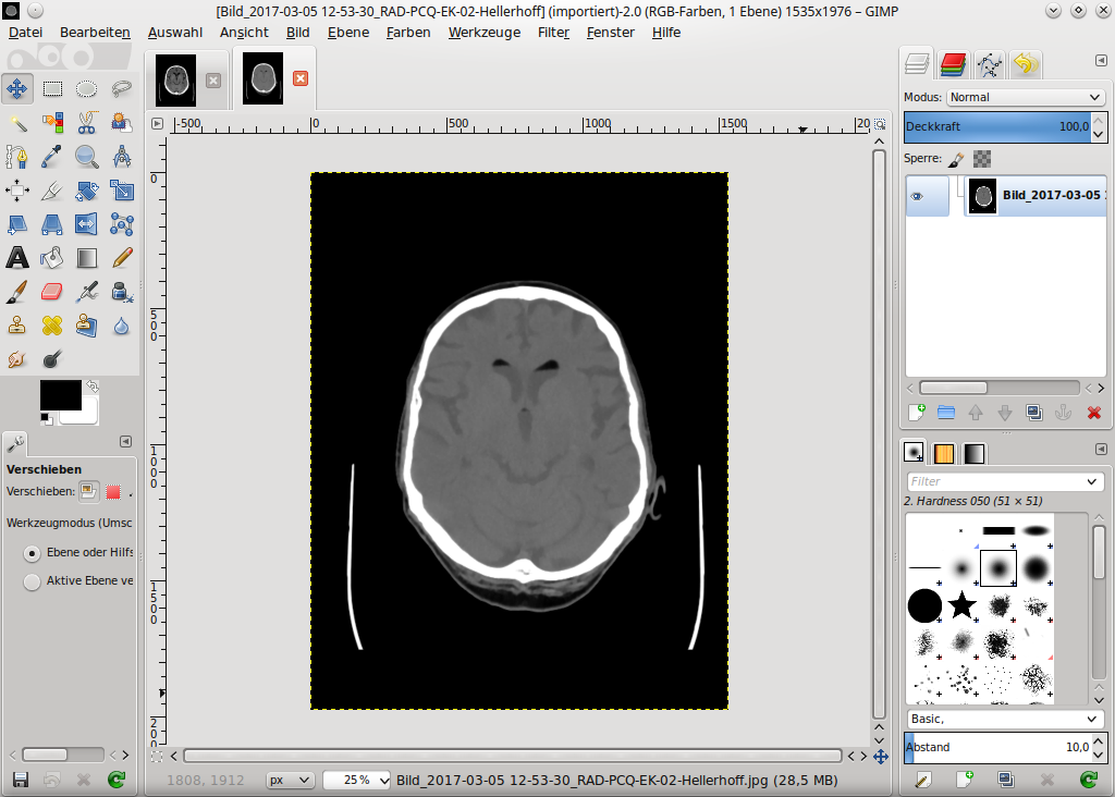 GIMP mit geladenen Bildern